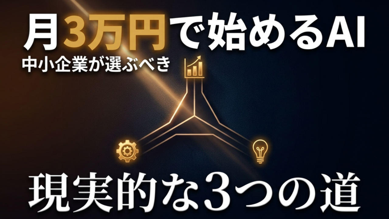 月3万円で始めるAI、中小企業が選ぶべき現実的な3つの道