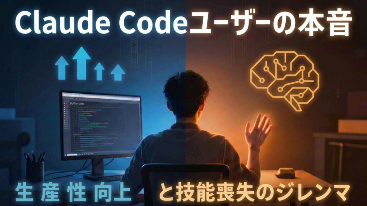 Claude Codeユーザーの本音、生産性向上と技能喪失のジレンマ