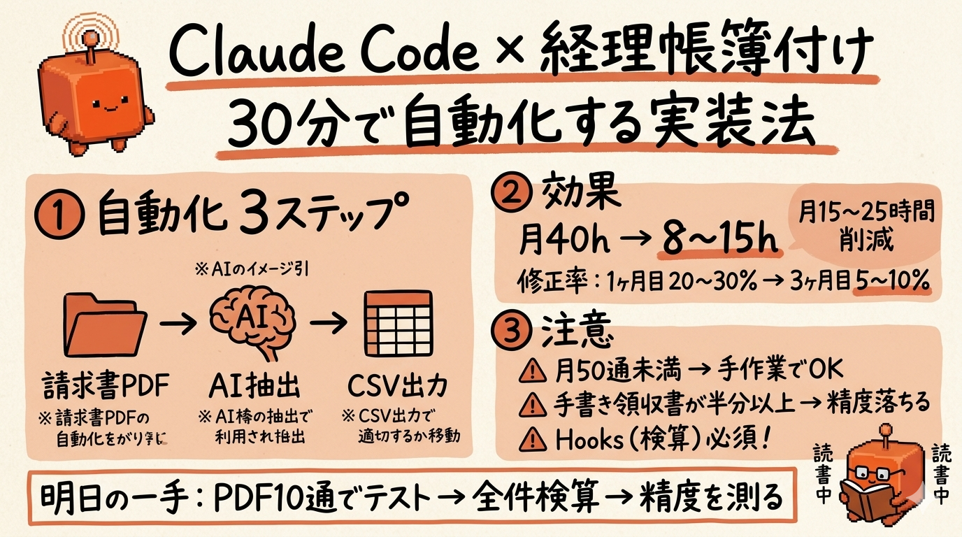 Claude Code、経理帳簿付けを30分で自動化する実装法