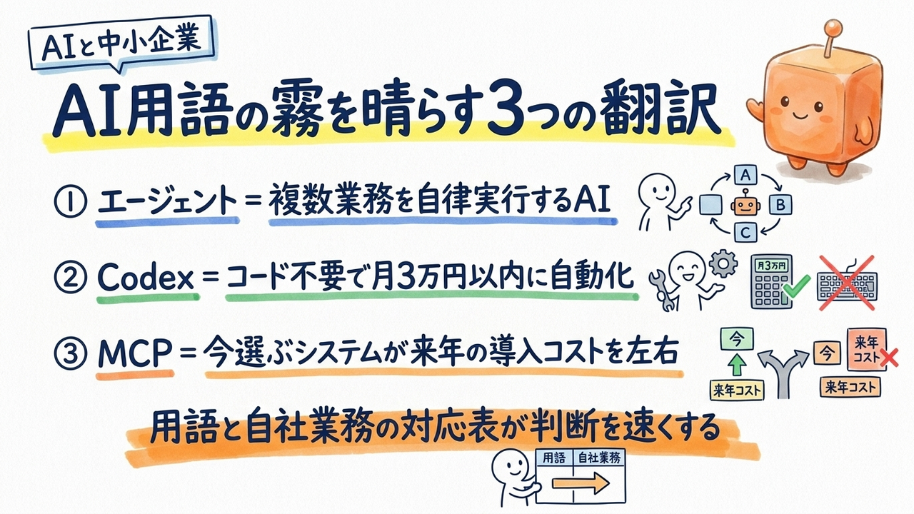 AIエージェントとCodex、中小企業担当者が使う場面