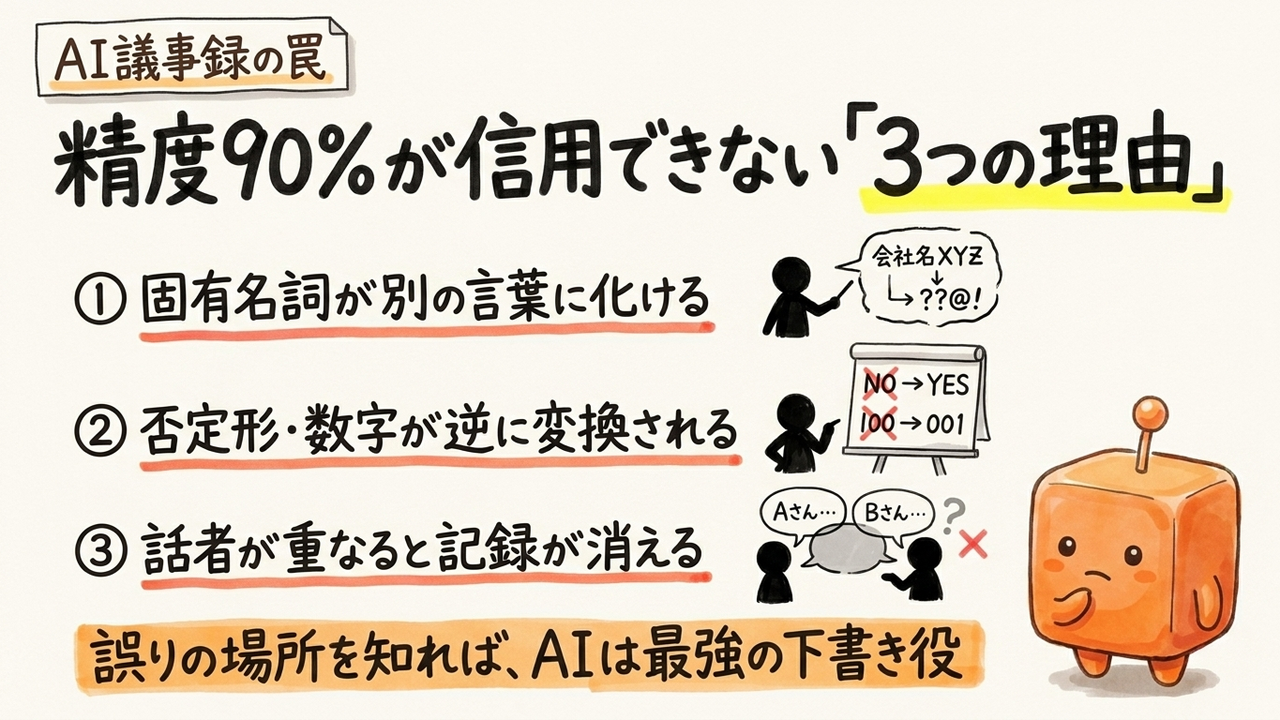 AI議事録、精度90%の正体と残る10%の落とし穴