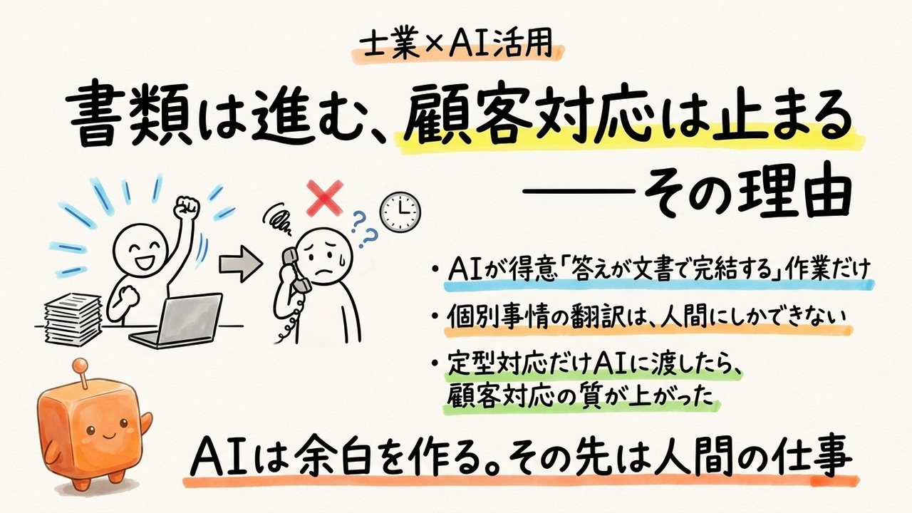 士業事務所のAI導入、書類処理は進み顧客対応は止まる