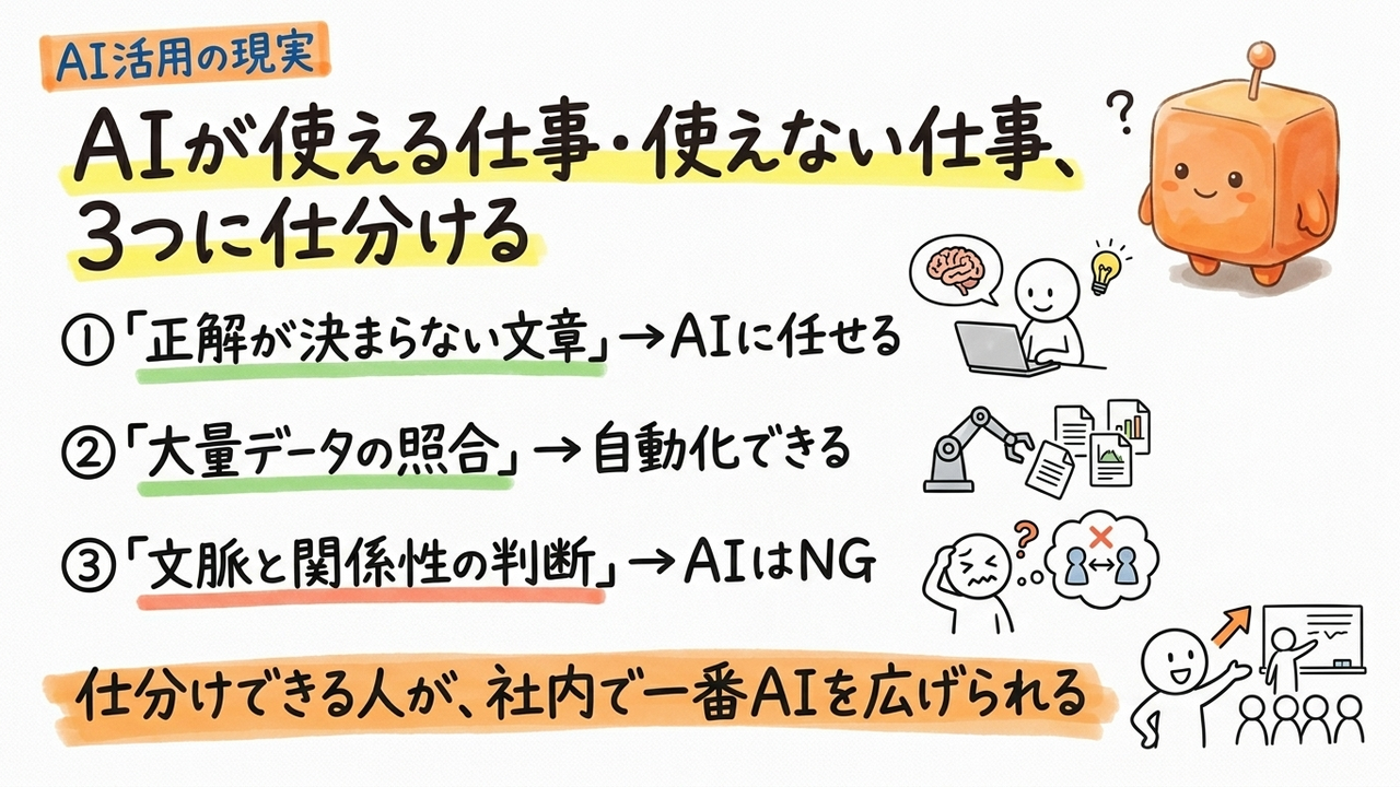 営業と経理でAI導入の適否を仕分ける