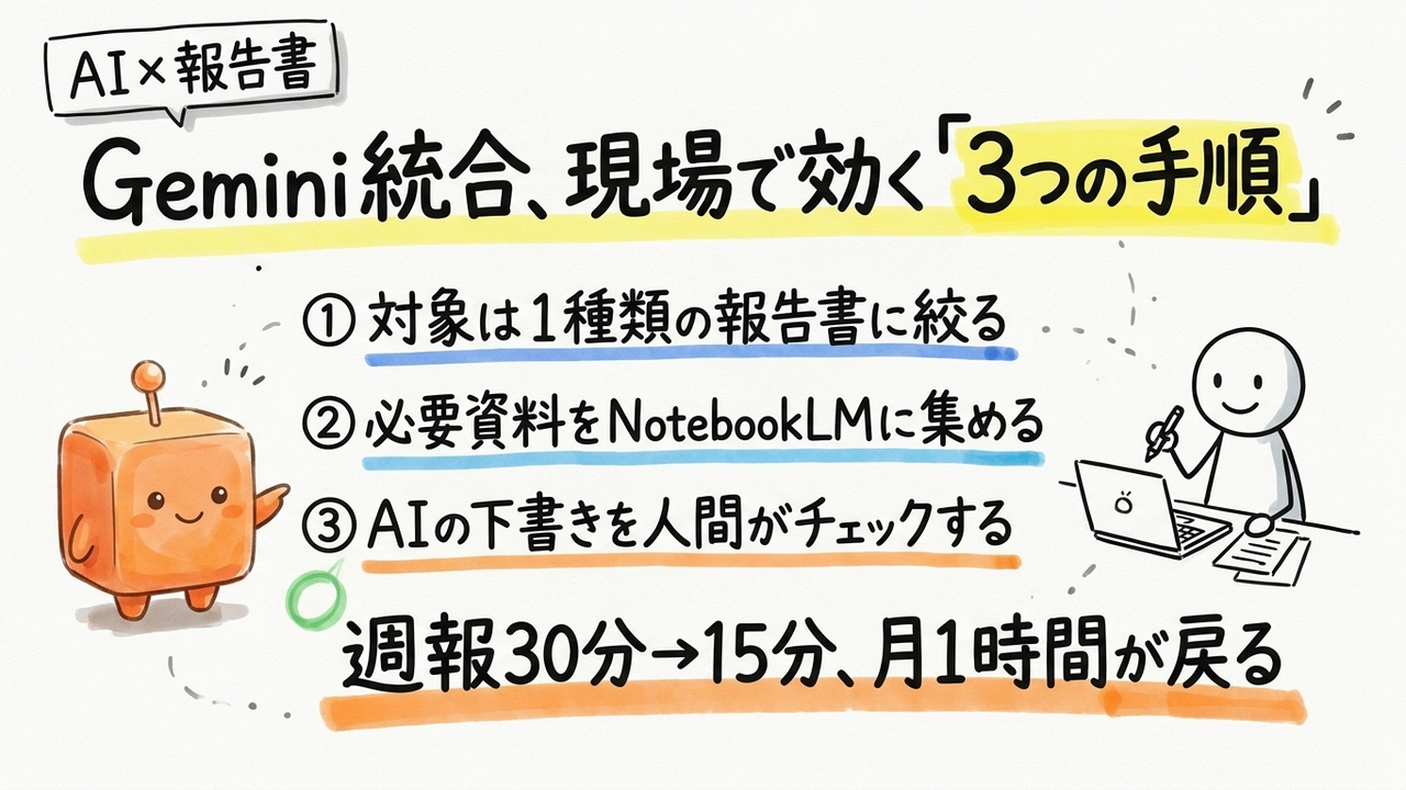 Geminiの報告書自動化、現場で使えるのはここだけ