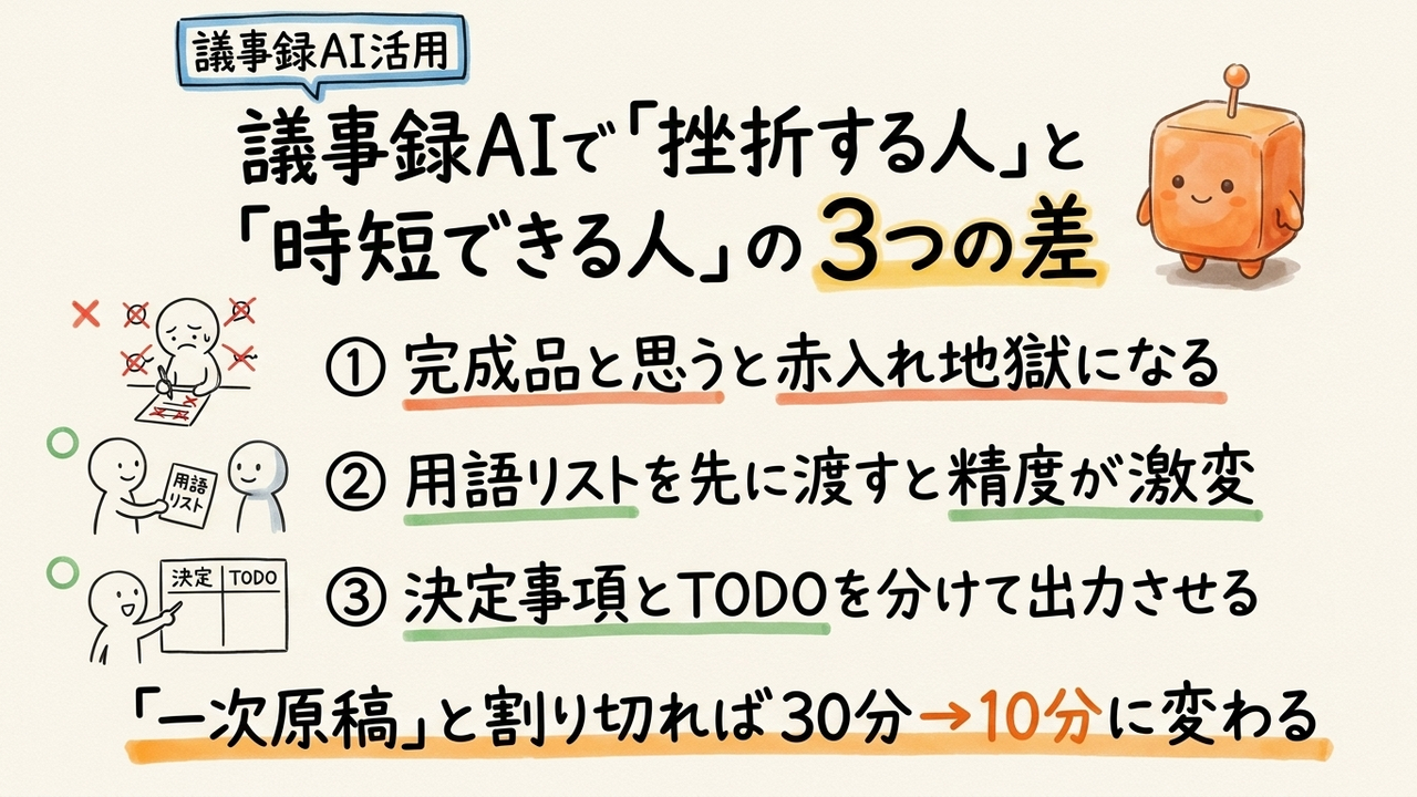 議事録AIを導入して効果が出る条件と限界を確認する