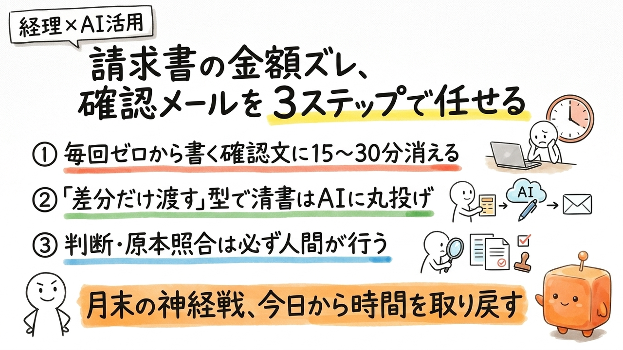 金額が合わない請求書、角を立てない確認メールをChatGPTに任せる