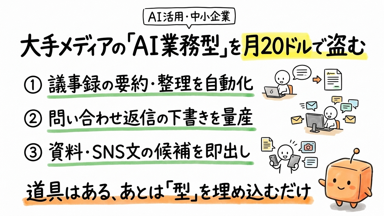 海外メディアのAI活用事例から中小企業の業務改善手順を整理する