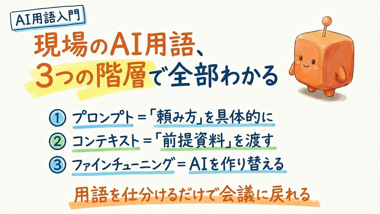 現場で急に出てくるAI用語3つの意味と使い分け方