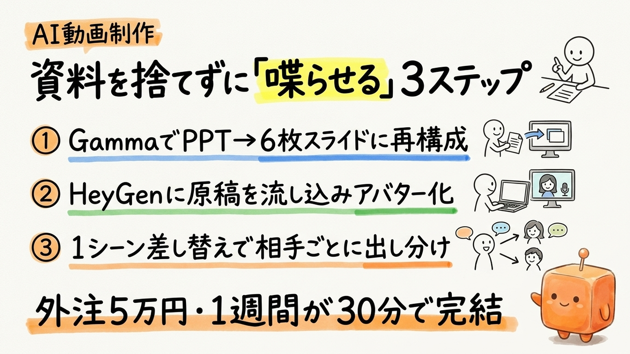 フォロー動画1本5万円をGammaとHeyGenで内製に切り替える手順