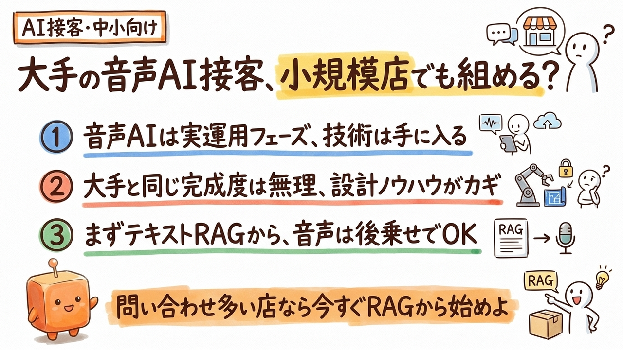大手が始めた「24時間音声AI接客」を年商5億未満の小売で導入できるか検討する