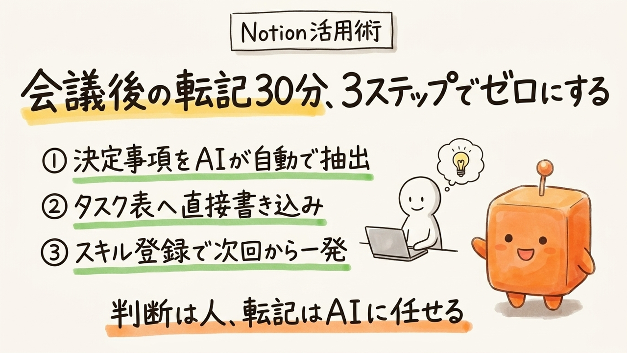 定例後の転記30分、NotionのAIエージェントで今日から外す手順