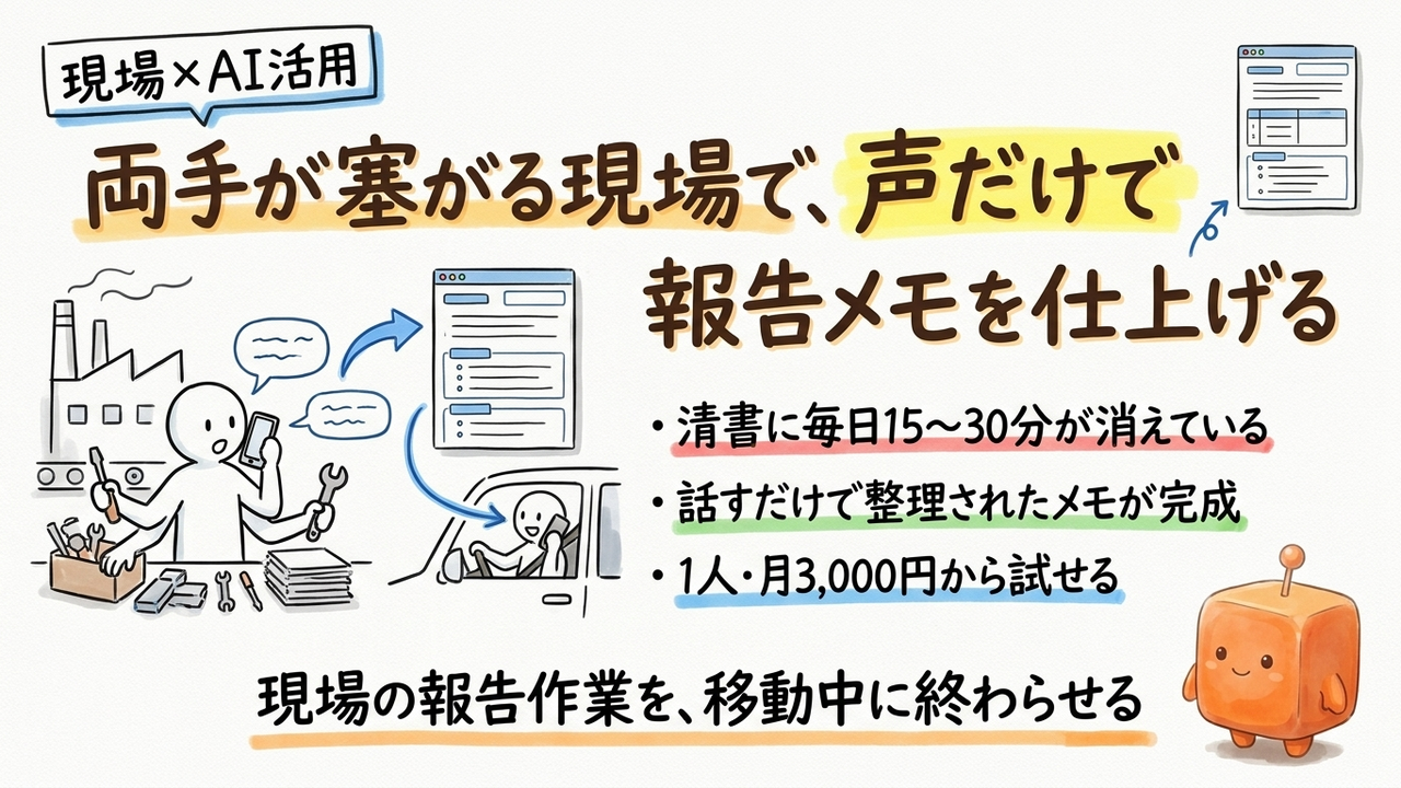 両手がふさがる現場でも、Claudeの音声メモを業務に使えるか条件整理