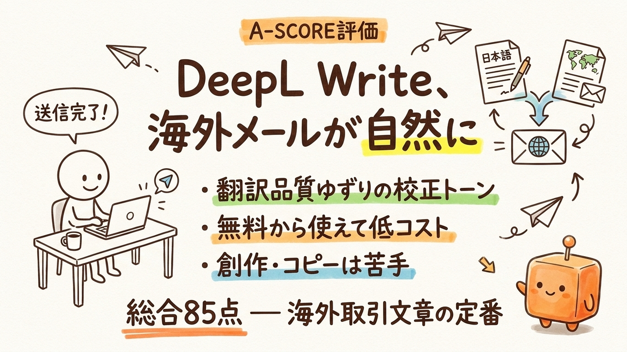 DeepL Write A-SCORE評価｜中小企業視点の6軸スコアと総合85点の理由