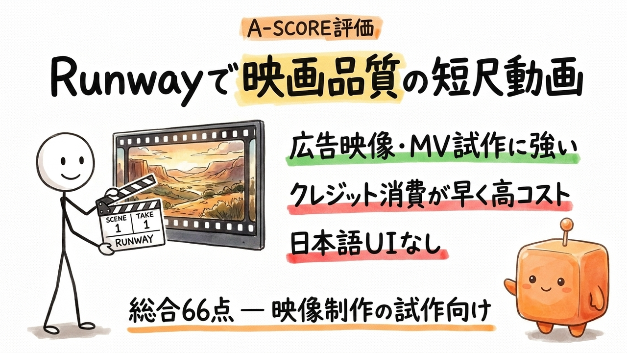 Runway A-SCORE評価｜中小企業視点の6軸スコアと総合66点の理由