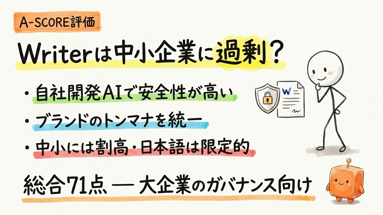 Writer A-SCORE評価｜中小企業視点の6軸スコアと総合71点の理由